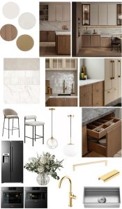 Compact kitchen designed with overhead cabinets and pull-out drawers
